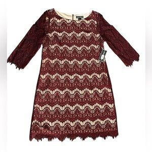 NWT Jessica Howard Wine/Red Sheath Lace Dress Size 16